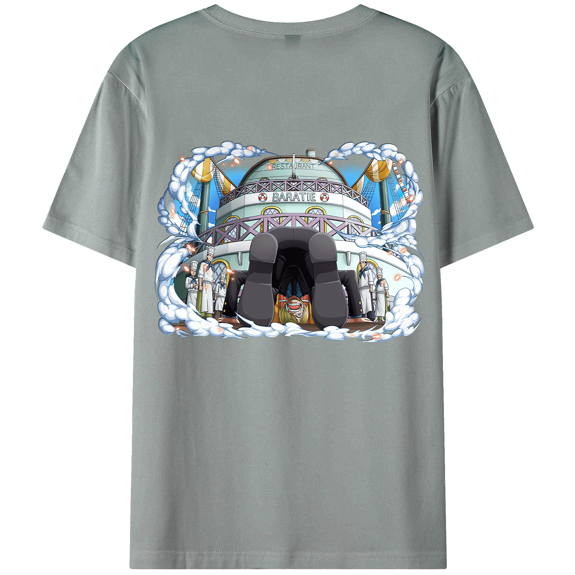 （画像用） ワンピース サンジ ONE PIECE Sanji 綿100％ メンズ半袖Tシャツ（バックプリント） 通気性
